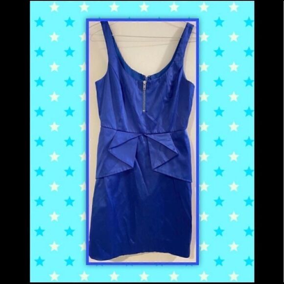 BCBGENERATION SILKY ROYAL BLUE PEPLUM MINI DRESS 0 - Picture 1 of 7
